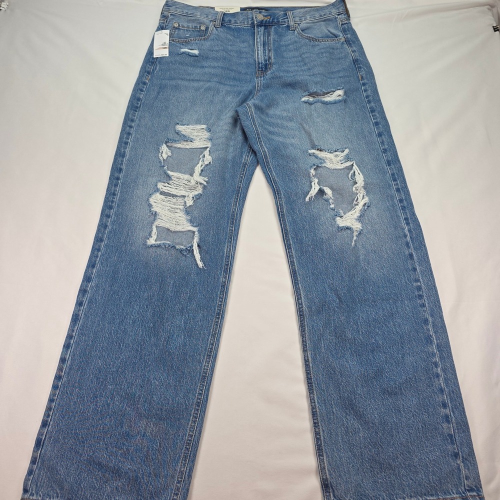 Aeropostale‎ High Rise Baggy Distressed Jeans Womens 12R Medium Wash Non-Stretch